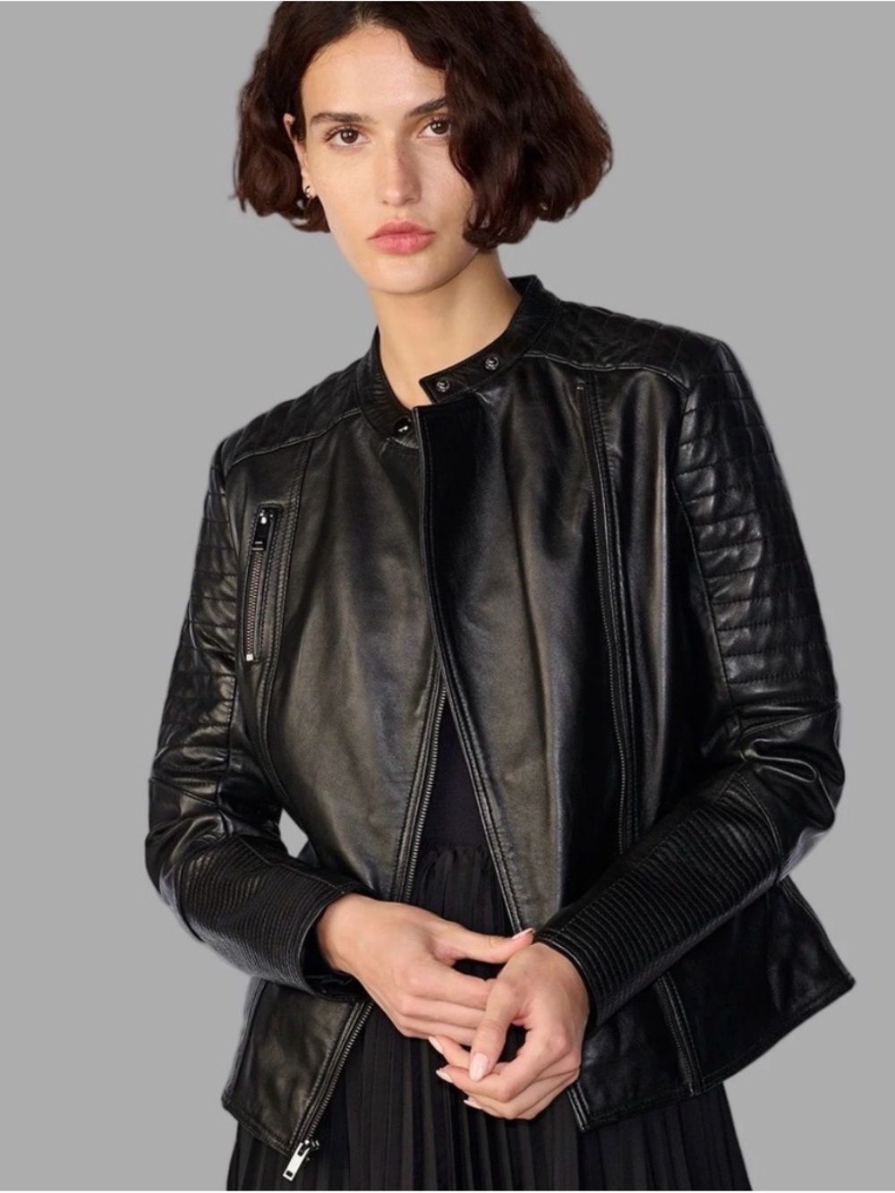 Wilsons Leather Women’s Quilted Sleeve Moto Jacket